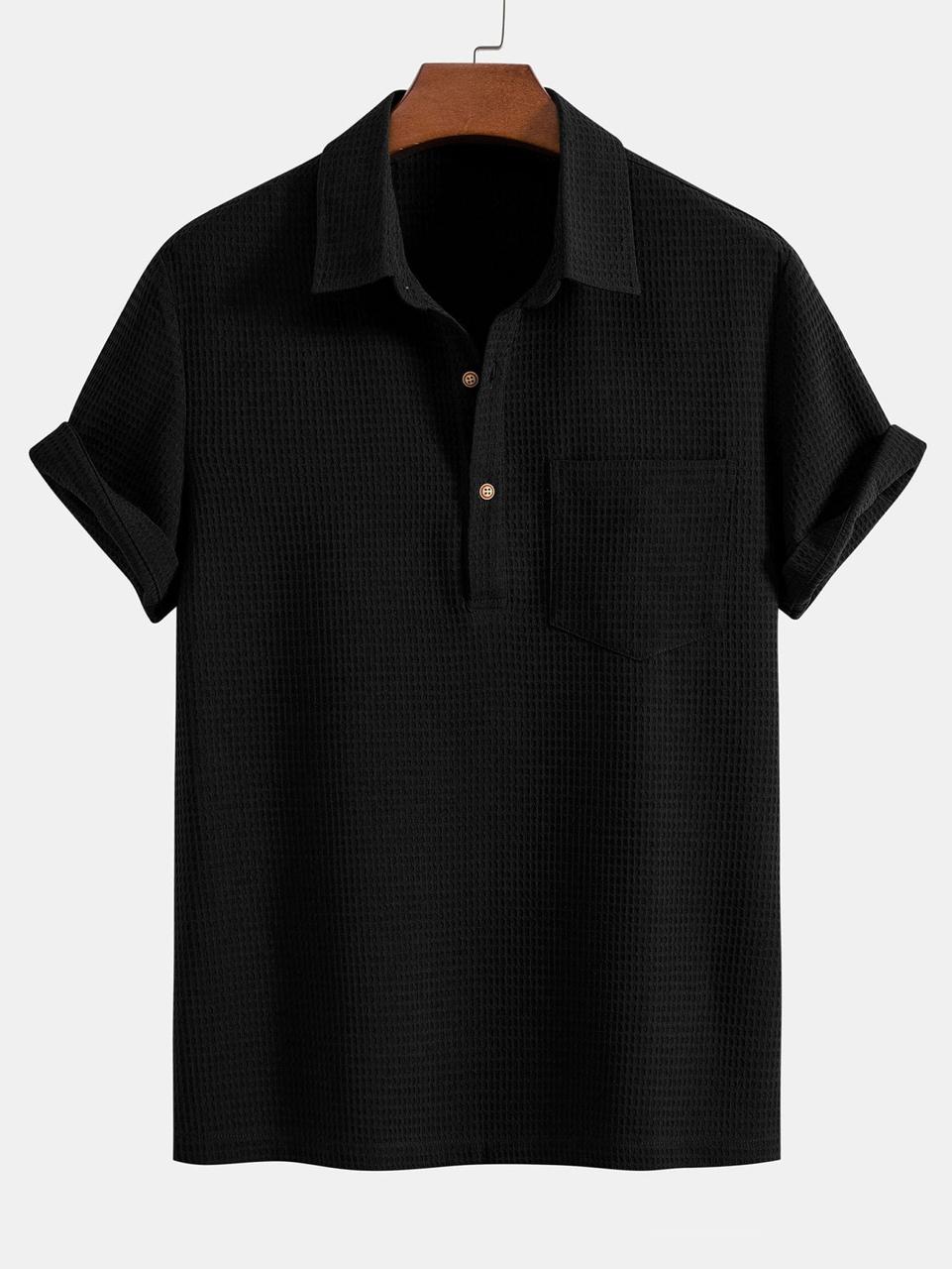 Waffle Polo Neck Kurta-Shirts