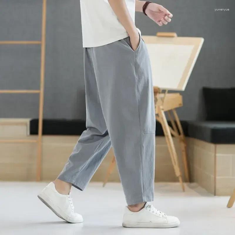 Men's Natural Cotton Linen Regular Fit Trousers